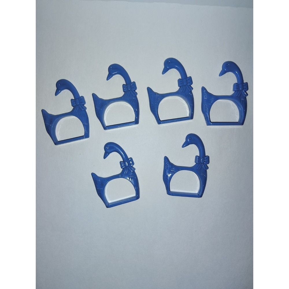 6-Pack Blue Plastic Bird Pattern Napkin Rings, Reusable Multipurpose - Picture 2 of 2